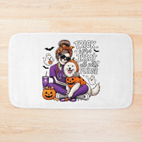 Item preview, Trick Or Treat All Pets Please Samoyed Skeleton Vet Tech Nurse Halloween  designed and sold by Moad Fahim.