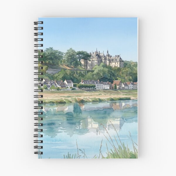 Item preview, Loire Valley Chateau & River Reflection — French Landscape digital Watercolor  designed and sold by M.ALK.Watercolor.