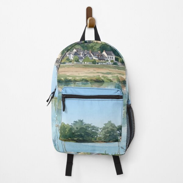 Item preview, Loire Valley Chateau & River Reflection — French Landscape digital Watercolor designed and sold by M.ALK.Watercolor.