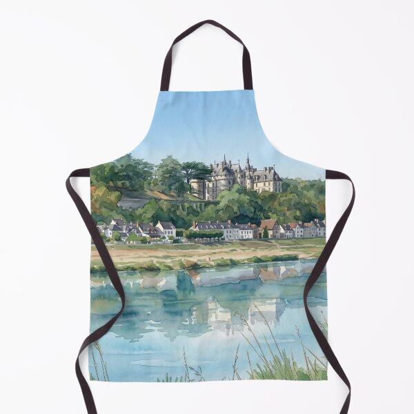 Item preview, Loire Valley Chateau & River Reflection — French Landscape digital Watercolor designed and sold by M.ALK.Watercolor.