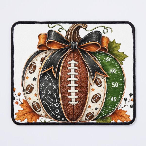 Item preview, Football Pumpkin | Game Plan Fall Football Autumn Design with Checkered Bow designed and sold by Uniquememorable.