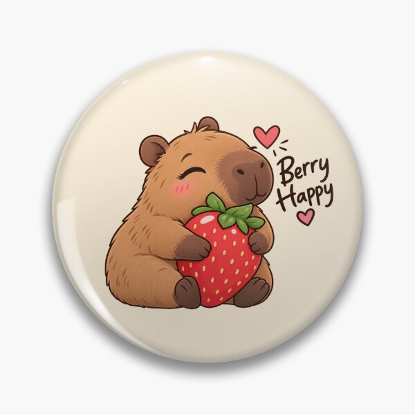 Item preview, Berry Happy Capybara with Strawberry Cute Kawaii Sticker designed and sold by StickyDelights.