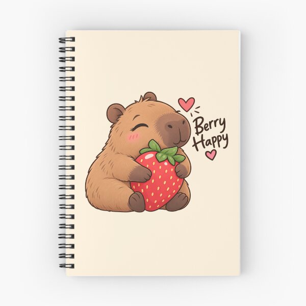 Item preview, Berry Happy Capybara with Strawberry Cute Kawaii Sticker designed and sold by StickyDelights.
