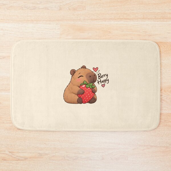 Item preview, Berry Happy Capybara with Strawberry Cute Kawaii Sticker designed and sold by StickyDelights.
