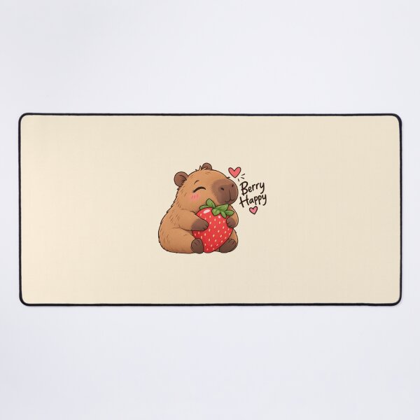 Item preview, Berry Happy Capybara with Strawberry Cute Kawaii Sticker designed and sold by StickyDelights.