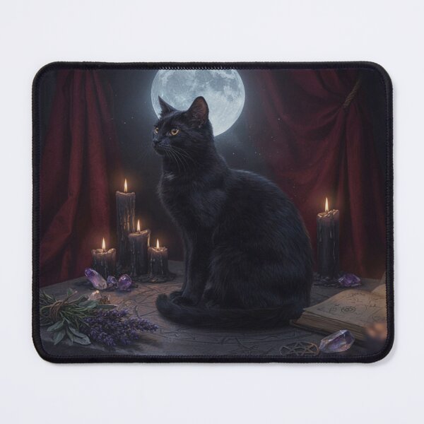 Item preview, Black Cat and Moon Gothic Witchcore Artwork designed and sold by JanjjaSoulInk.