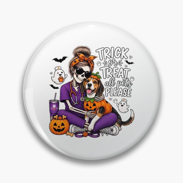 Item preview, Trick Or Treat All Pets Please Beagle Skeleton Vet Tech Nurse Halloween  designed and sold by Moad Fahim.