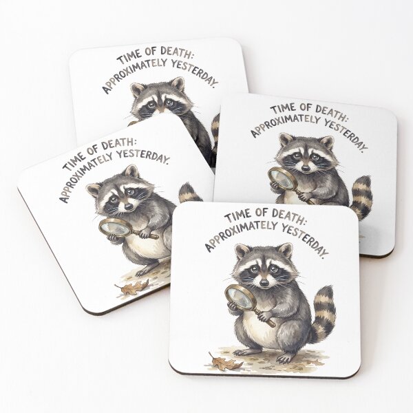 Item preview, Dead Detective Raccoon designed and sold by Tiffany Roy.
