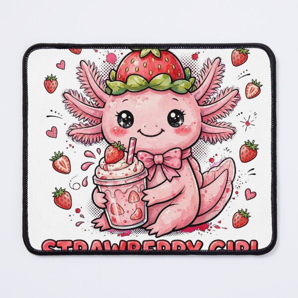 Item preview, Strawberry Girl Axolotl Cute Pink Axolotl Boba Strawberry designed and sold by olex-Designs.