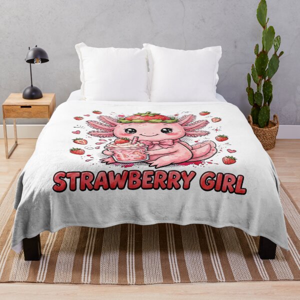 Item preview, Strawberry Girl Axolotl Cute Pink Axolotl Boba Strawberry designed and sold by olex-Designs.