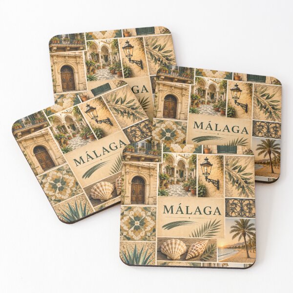 Item preview, Malaga Spain Vintage Travel Collage - Andalusian Mediterranean Art designed and sold by PrintGo26.