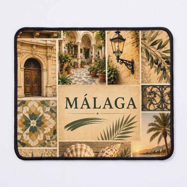 Item preview, Malaga Spain Vintage Travel Collage - Andalusian Mediterranean Art designed and sold by PrintGo26.