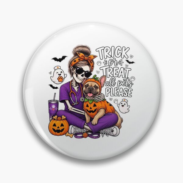 Item preview, Trick Or Treat All Pets Please French Bulldog Skeleton Vet Tech Nurse Halloween designed and sold by Moad Fahim.