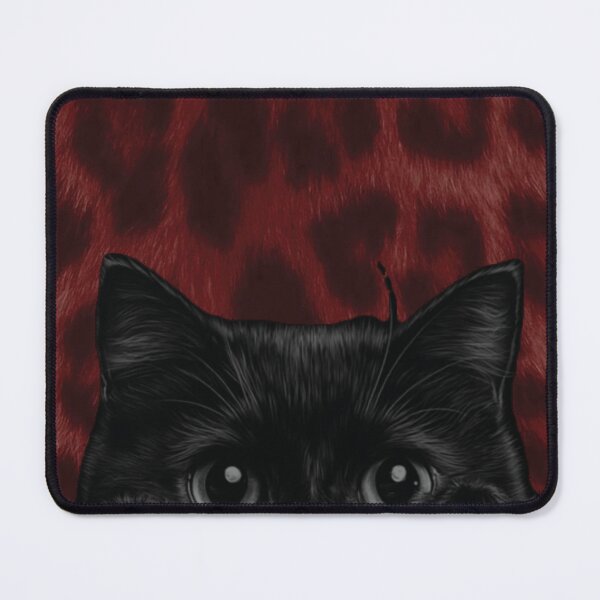 Item preview, Black Cat Peeking Red Cheetah Pattern designed and sold by DesignByUmza.