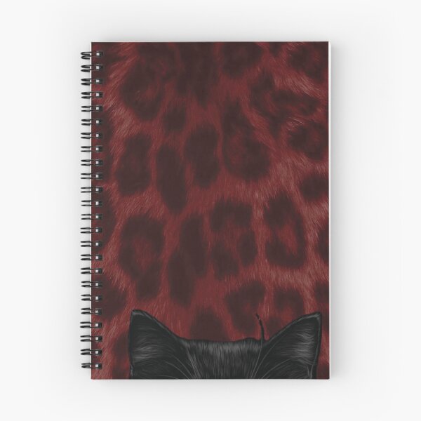 Item preview, Black Cat Peeking Red Cheetah Pattern designed and sold by DesignByUmza.