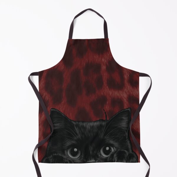 Item preview, Black Cat Peeking Red Cheetah Pattern designed and sold by DesignByUmza.