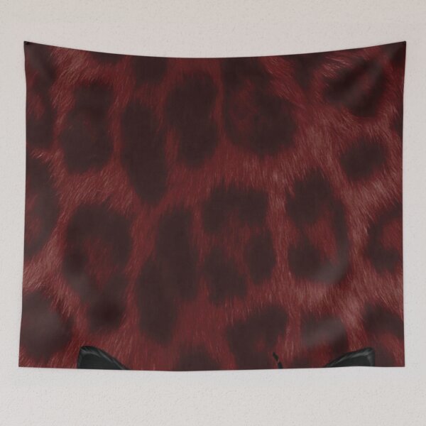 Item preview, Black Cat Peeking Red Cheetah Pattern designed and sold by DesignByUmza.