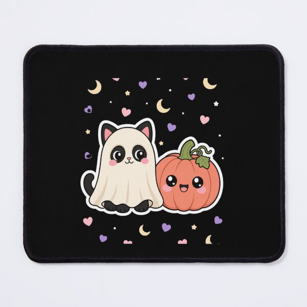 Item preview, Cute Halloween Cat and Pumpkin – Kawaii Ghost Cat Duo designed and sold by Artxotic Studio.