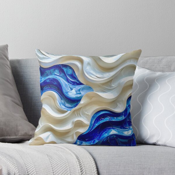 Item preview, Sculptural Sapphire and Cream Geometric Relief designed and sold by Vicky Brago-Mitchell®.