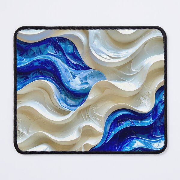 Item preview, Sculptural Sapphire and Cream Geometric Relief designed and sold by Vicky Brago-Mitchell®.