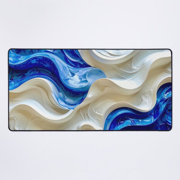 Item preview, Sculptural Sapphire and Cream Geometric Relief designed and sold by Vicky Brago-Mitchell®.