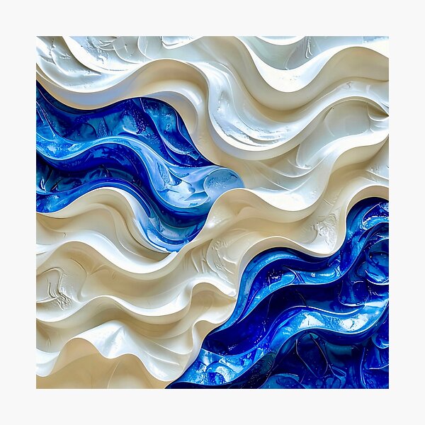 Item preview, Sculptural Sapphire and Cream Geometric Relief designed and sold by Vicky Brago-Mitchell®.