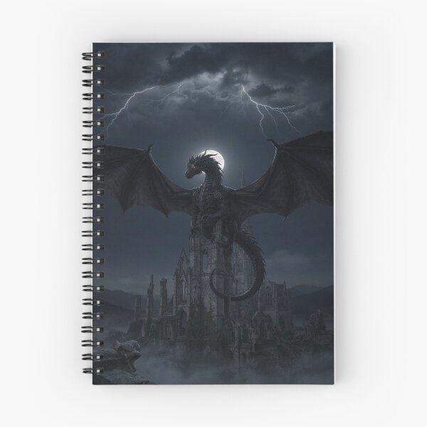Item preview, Black Dragon Above a Gothic Castle at Night designed and sold by JanjjaSoulInk.