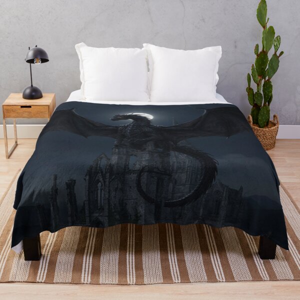 Item preview, Black Dragon Above a Gothic Castle at Night designed and sold by JanjjaSoulInk.