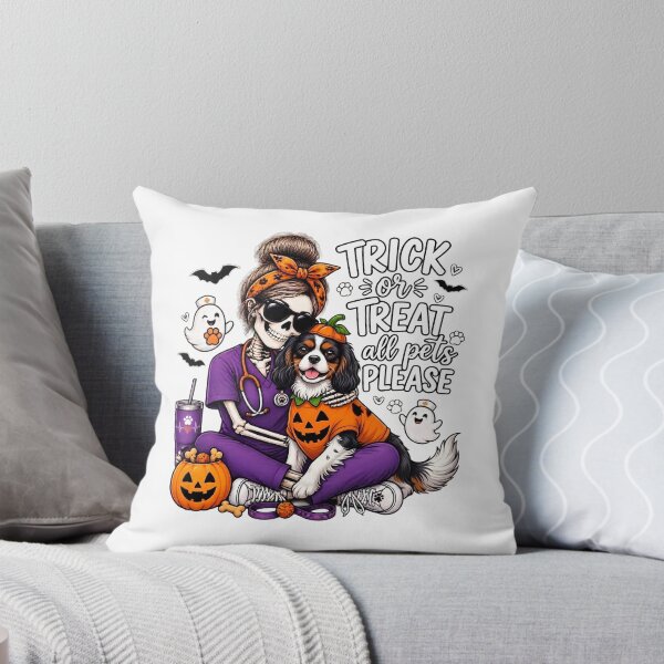 Item preview, Trick Or Treat All Pets Please Cavalier King Charles Spaniel Skeleton Vet Tech Nurse Halloween designed and sold by Moad Fahim.