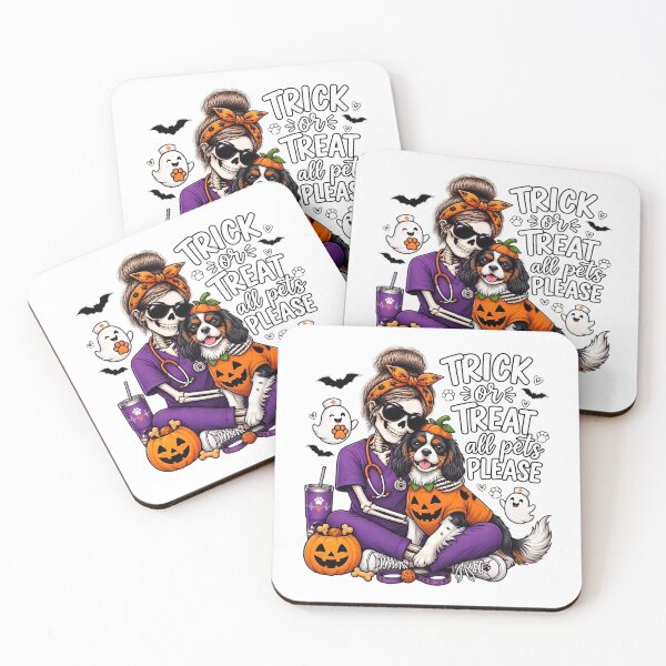 Item preview, Trick Or Treat All Pets Please Cavalier King Charles Spaniel Skeleton Vet Tech Nurse Halloween designed and sold by Moad Fahim.