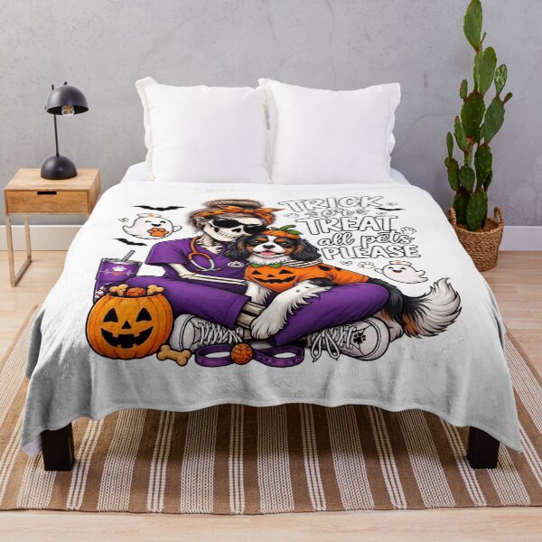 Item preview, Trick Or Treat All Pets Please Cavalier King Charles Spaniel Skeleton Vet Tech Nurse Halloween designed and sold by Moad Fahim.