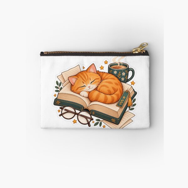 Item preview, Cozy Bookworm Cat Sticker – Cute Sleeping Orange Tabby in Open Book designed and sold by JAY187VK.
