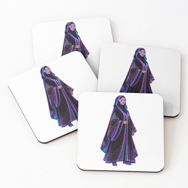 Item preview, Futuristic Neon Hijab – Cyberpunk Modest Fashion Woman designed and sold by Nubian Style.