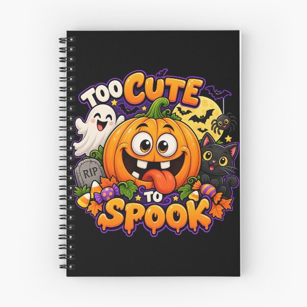 Item preview, Too Cute to Spook – Cute Halloween Pumpkin, Ghost & Black Cat designed and sold by JanuszJarowicz.