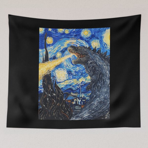 Item preview, Vincent Van Gojira Vincent Van Goghzilla Godzilla Destroying The Starry Night designed and sold by ShaniGalloway.