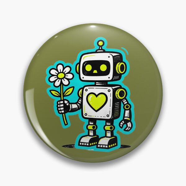 Item preview, robot with a flower in hand and a heart on its chest designed and sold by mixoubraw.