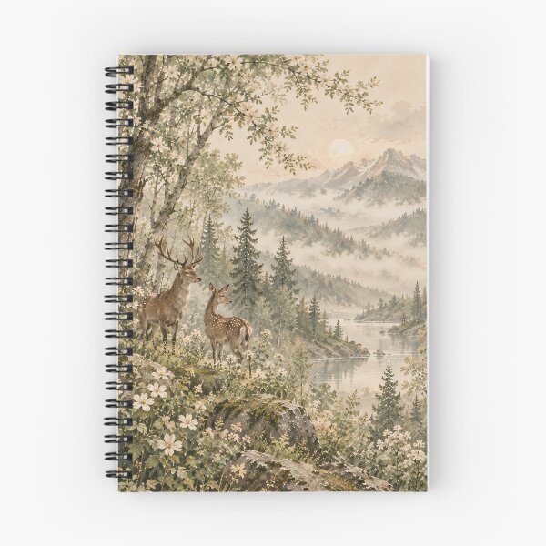 Item preview, Watercolor Woodland Deer Mountain Lake Nature Art designed and sold by Jozefin's Studio.