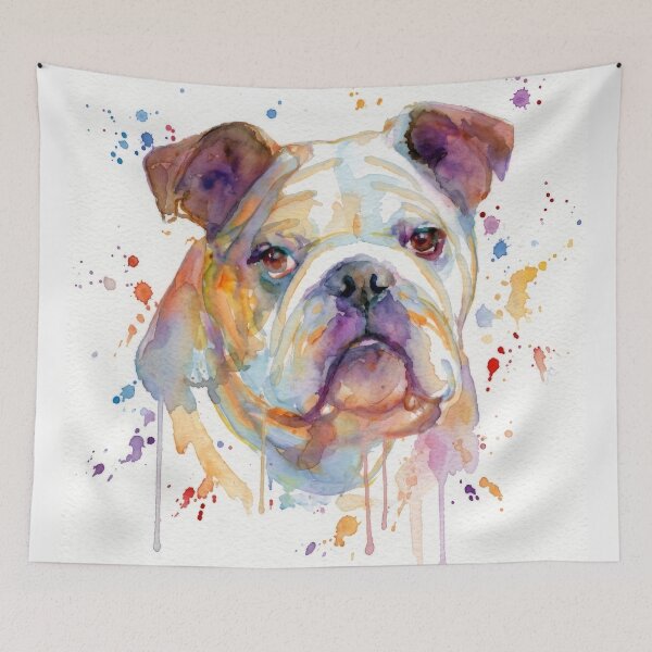 Item preview, Colorful English Bulldog Portrait designed and sold by caracatita75.
