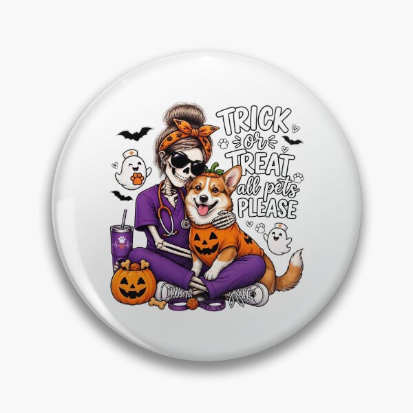 Item preview, Trick Or Treat All Pets Please Corgi Skeleton Vet Tech Nurse Halloween designed and sold by Moad Fahim.