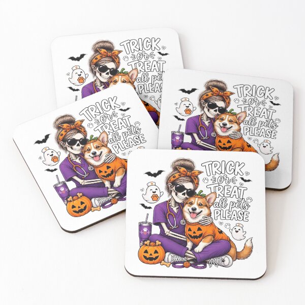 Item preview, Trick Or Treat All Pets Please Corgi Skeleton Vet Tech Nurse Halloween designed and sold by Moad Fahim.