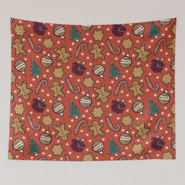 Item preview, Vintage Christmas Ornaments Pattern in Crimson Red Festive Xmas designed and sold by Claudia S. Design.
