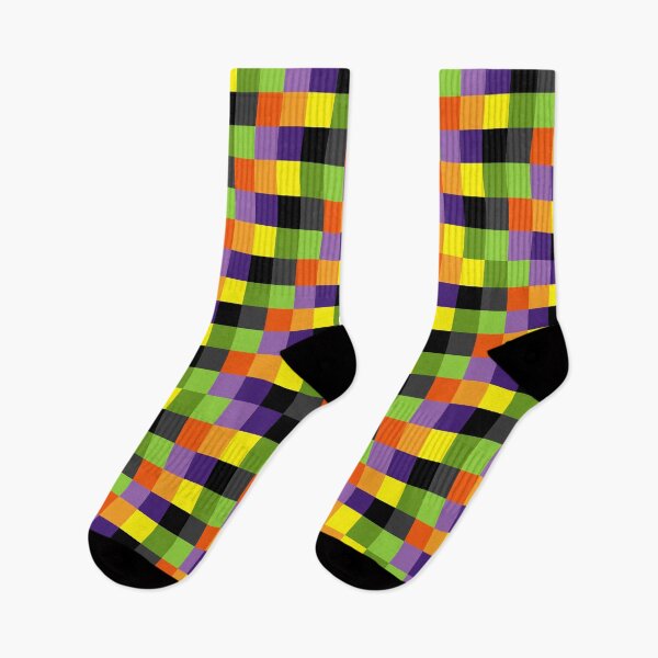 Item preview, Green Orange Yellow Purple and Black Squares, Halloween Pattern designed and sold by bestggraphico.