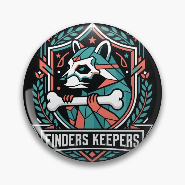 Item preview, Finders Keepers Raccoon Holding Bone Geometric Crest Art designed and sold by ZUMERI.