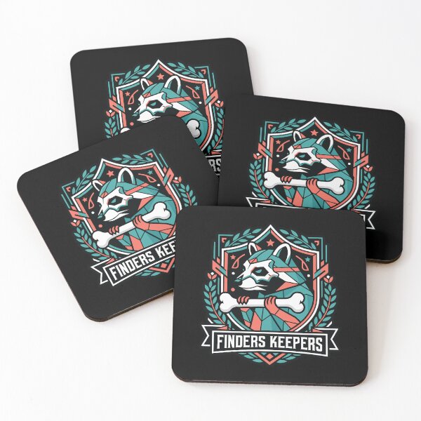 Item preview, Finders Keepers Raccoon Holding Bone Geometric Crest Art designed and sold by ZUMERI.