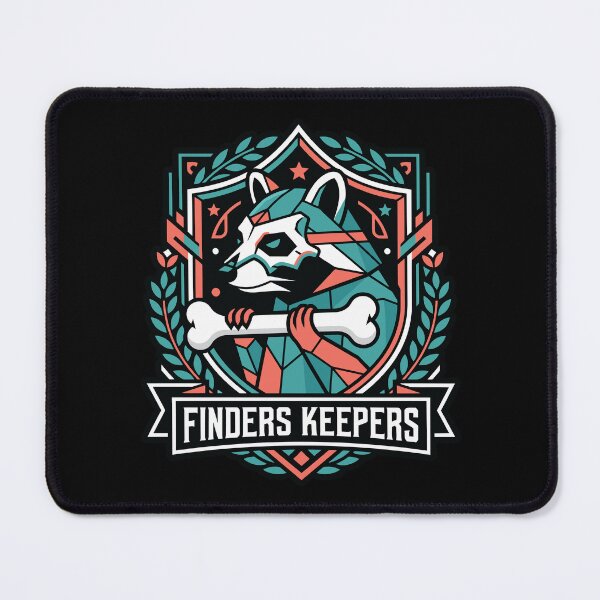 Item preview, Finders Keepers Raccoon Holding Bone Geometric Crest Art designed and sold by ZUMERI.