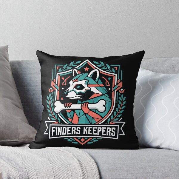 Item preview, Finders Keepers Raccoon Holding Bone Geometric Crest Art designed and sold by ZUMERI.