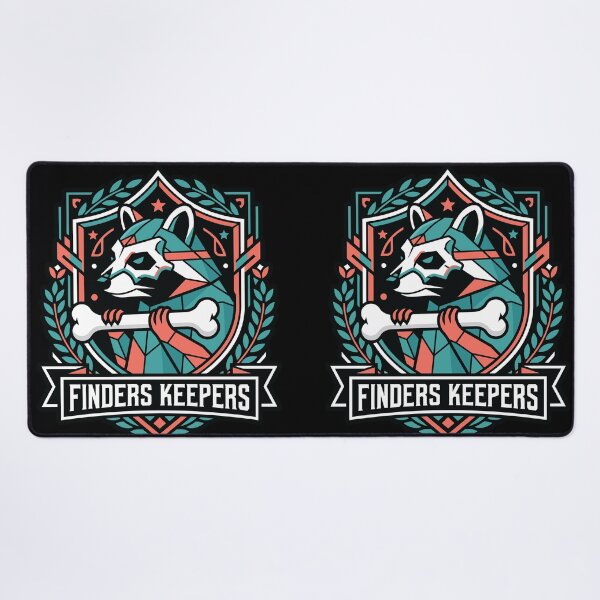 Item preview, Finders Keepers Raccoon Holding Bone Geometric Crest Art designed and sold by ZUMERI.
