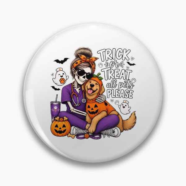Item preview, Trick Or Treat All Pets Please Golden Retriever Skeleton Vet Tech Nurse Halloween  designed and sold by Moad Fahim.