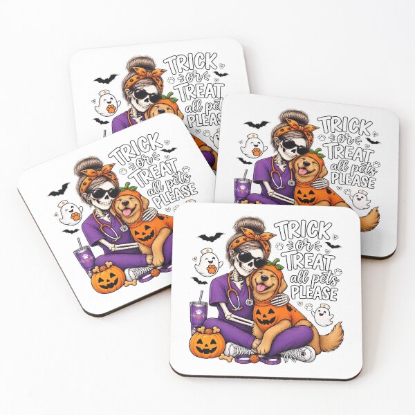 Item preview, Trick Or Treat All Pets Please Golden Retriever Skeleton Vet Tech Nurse Halloween  designed and sold by Moad Fahim.