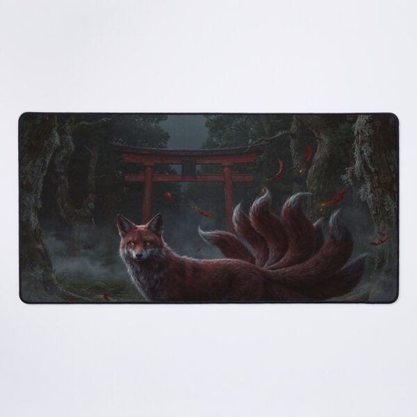 Item preview, Mystical Nine Tailed Kitsune Under the Moon designed and sold by JanjjaSoulInk.